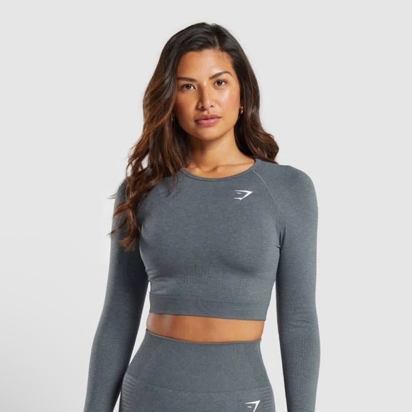 Gymshark Tops - Gray Long Sleeve Crop Top